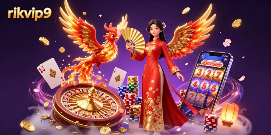Experience thrilling gaming action at rikvip9 with a vibrant casino scene depicting dynamic characters and gaming elements.