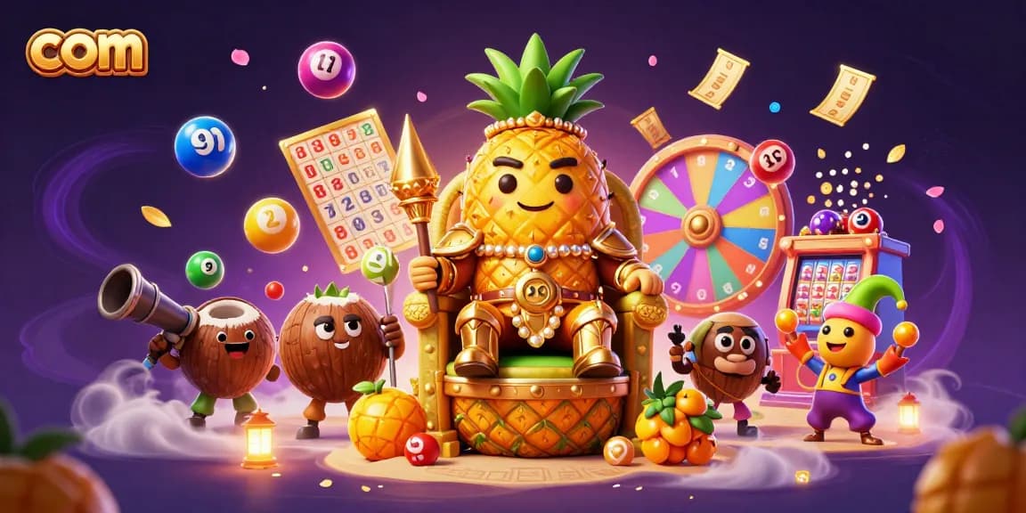 Betting on com with vibrant golden-themed beach casino characters and lottery elements.