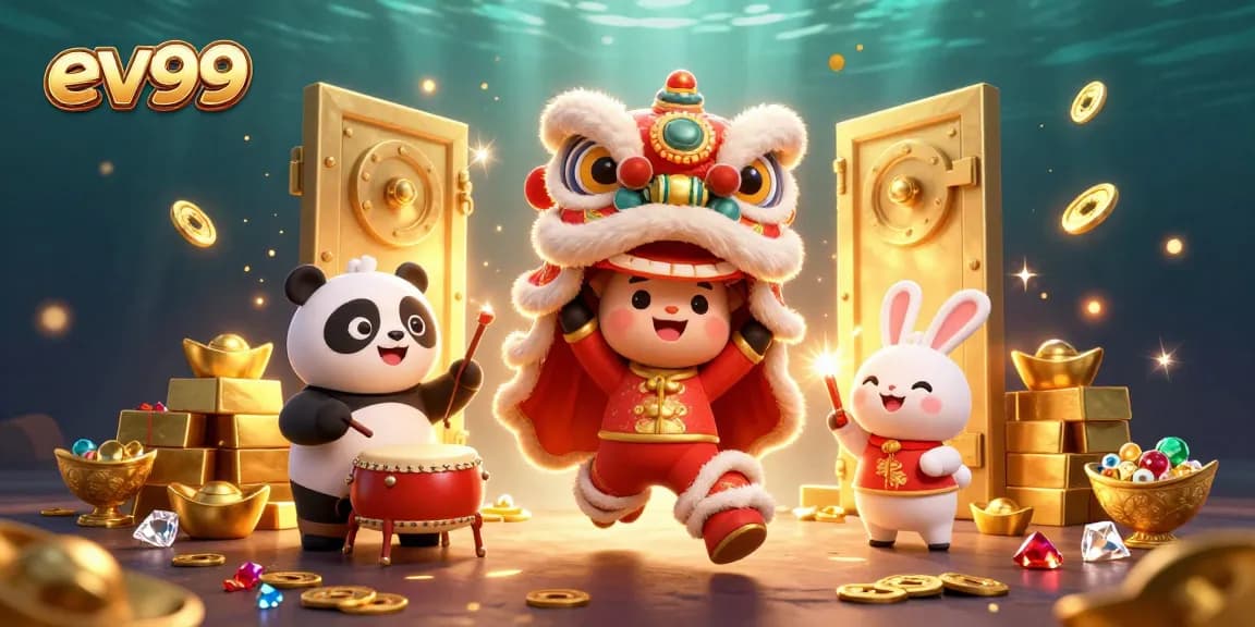 Experience thrilling gaming action at ev99 with vibrant characters and dazzling treasure.
