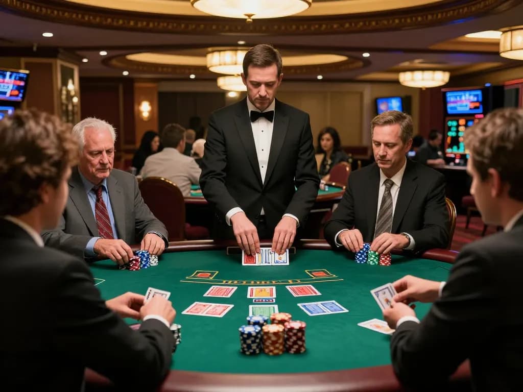 Experience the thrill of blackjack at GG88 casino with players strategizing their next move at the table.