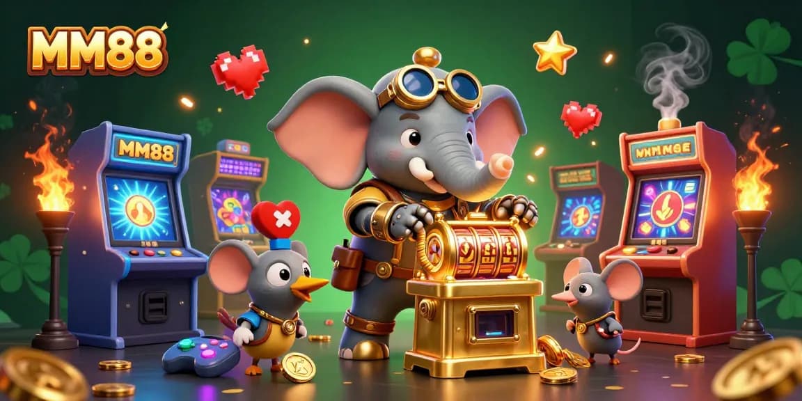 Experience exciting slot action with MM88 featuring a steampunk elephant and dynamic game elements.