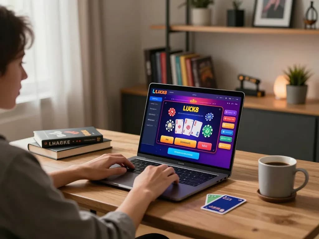 Tham gia vào các trò chơi casino trực tuyến LUCK8 trên máy tính xách tay ở một không gian sống phong cách.