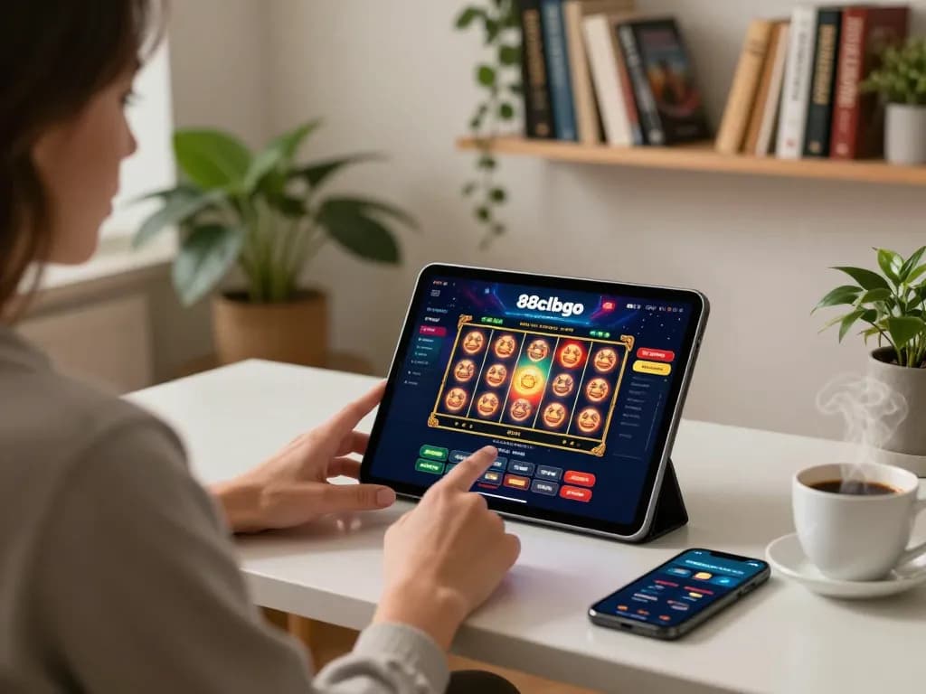 Player using 88clbgo's mobile casino app to place bets on slot games.