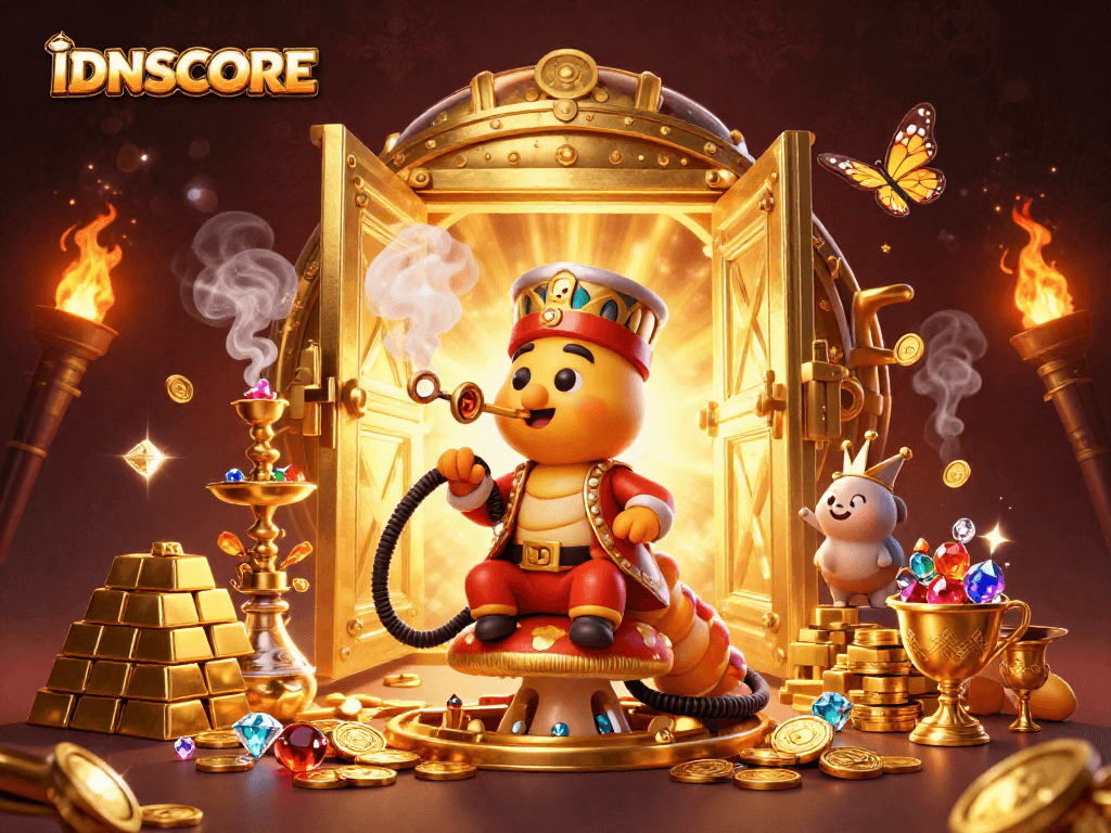 IDNSCORE showcases loyalty points in a vibrant, festive 3D casino illustration illustrating gambling excitement.