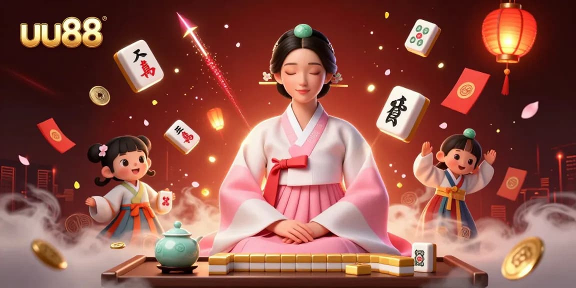 Engage in thrilling gameplay at uu88 with an elegant Asian woman amidst vibrant casino elements.