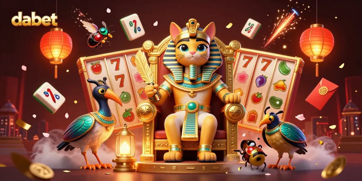 dabet offers thrilling slot gaming experience adorned with Egyptian symbols and vibrant dynamic elements