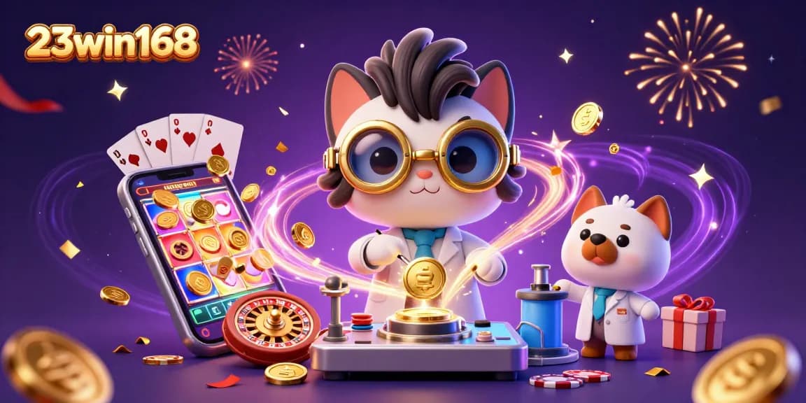 Spin your luck at 23win168 with vibrant animated games and a lively casino atmosphere!
