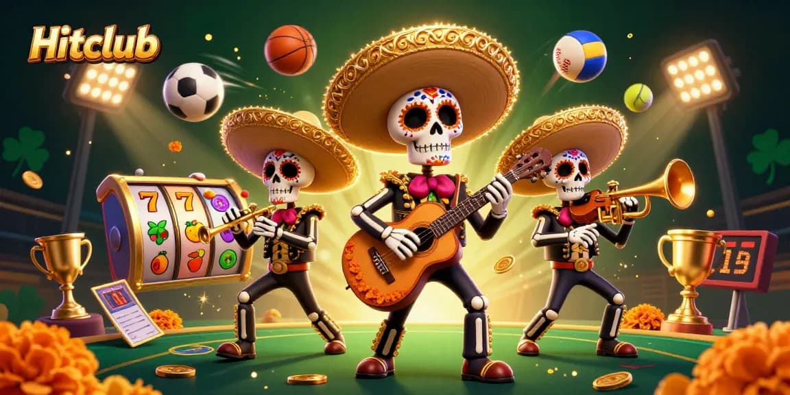 Hitclub brings excitement with colorful 3D characters and dynamic gambling elements in a rich casino scene.