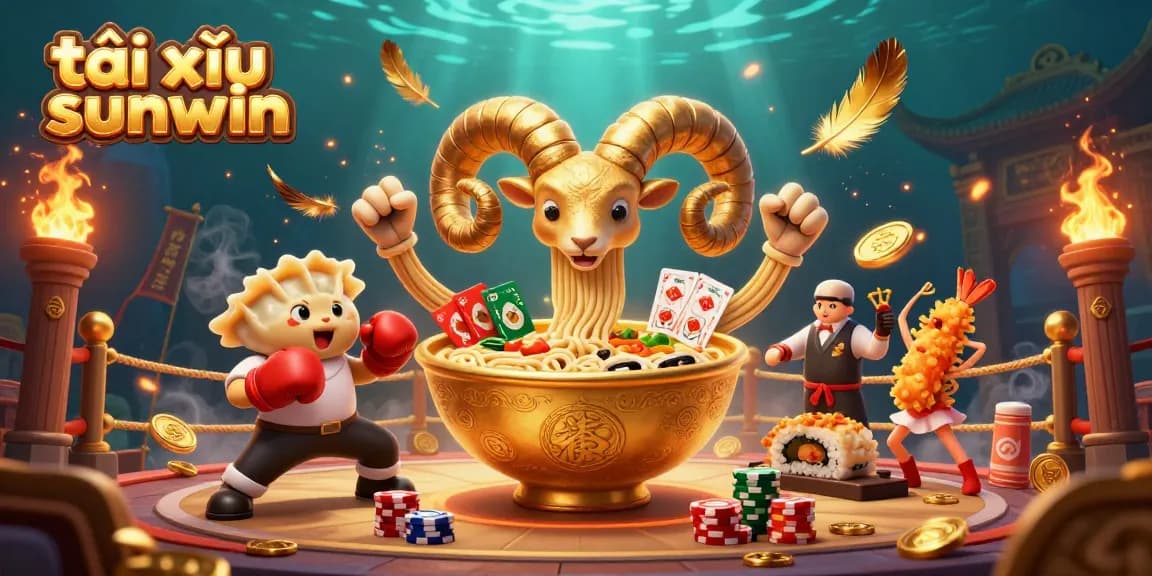 Tài xỉu sunwin character interacts in a dynamic casino scene with vibrant details.