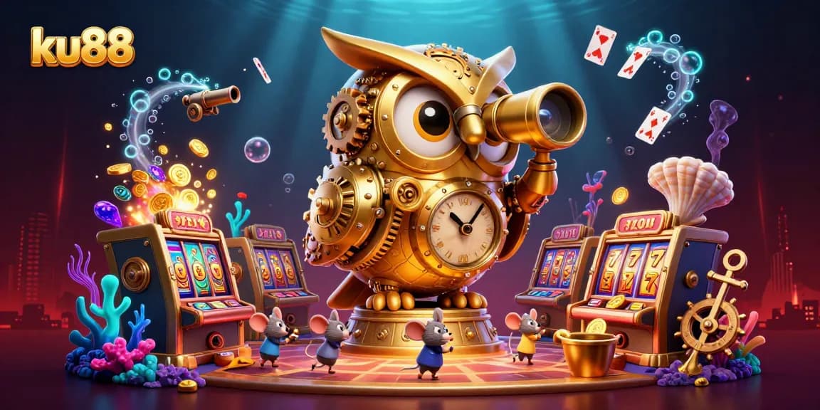 ku88 themed illustration showcasing vibrant casino elements and characters in an immersive scene