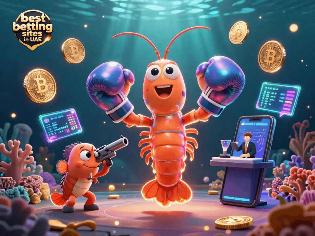 Experience thrilling action at the best betting sites in UAE with crypto-themed cartoon characters.