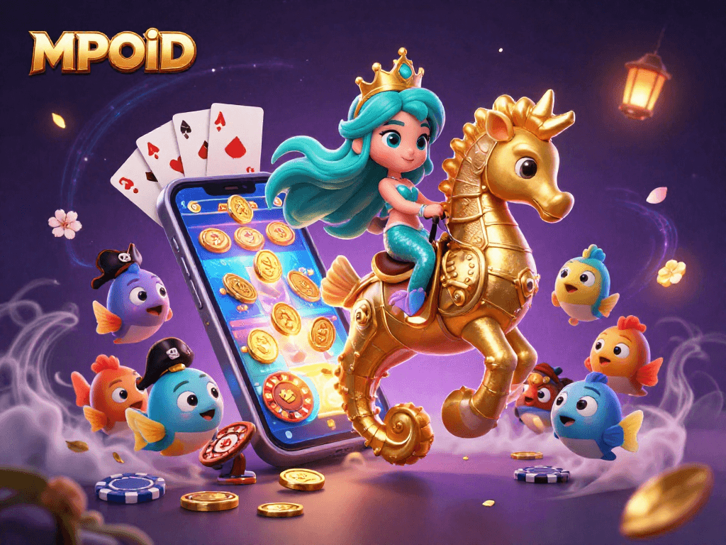 Experience the excitement of MPOID with colorful slot games and vibrant casino elements.