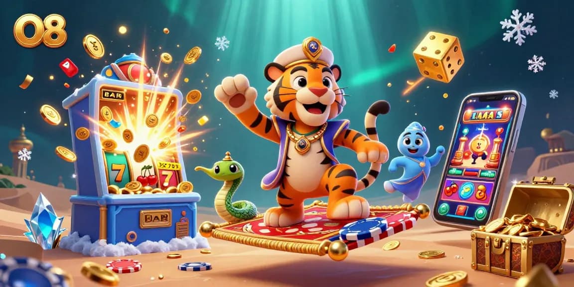 O8 unleashes winning jackpots with vibrant scenes of animated casino games and thrilling experiences