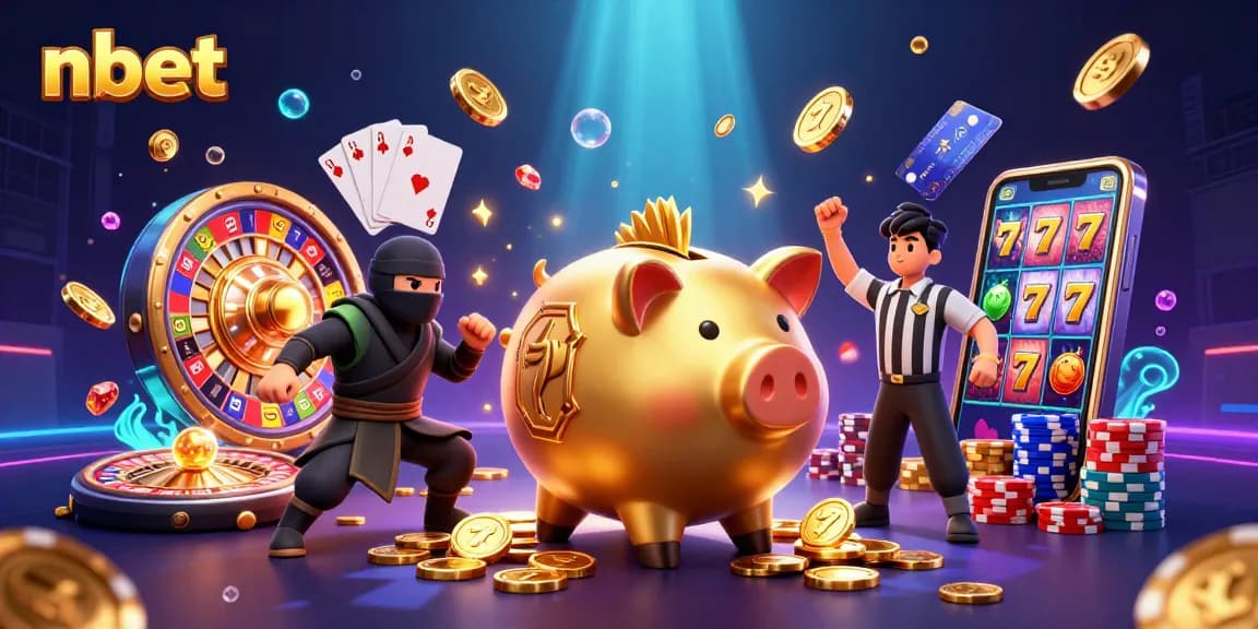 Engage in thrilling gameplay with nbet's vibrant casino scene featuring action-packed characters.