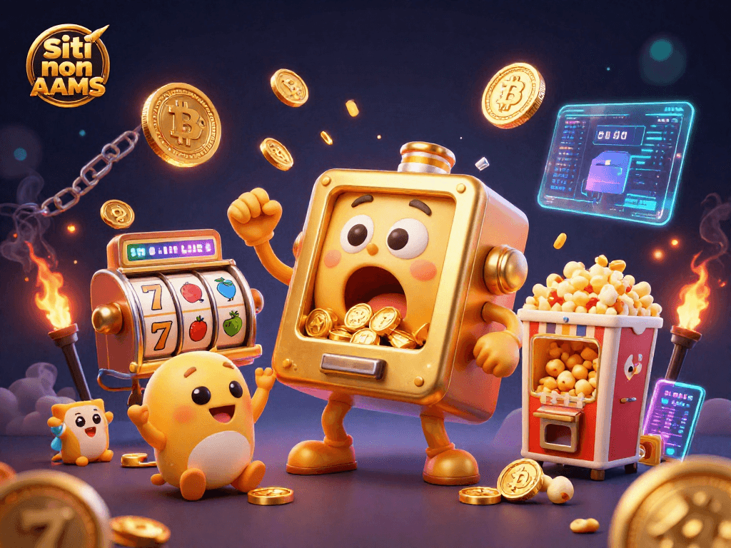 Gioca e vinci con i siti non AAMS in un'illustrazione divertente di un jackpot.