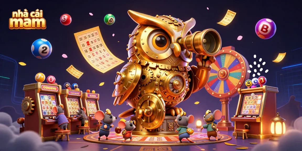 Experience thrilling gaming at nhà cái vmax with vibrant slot machines and festive lottery elements.