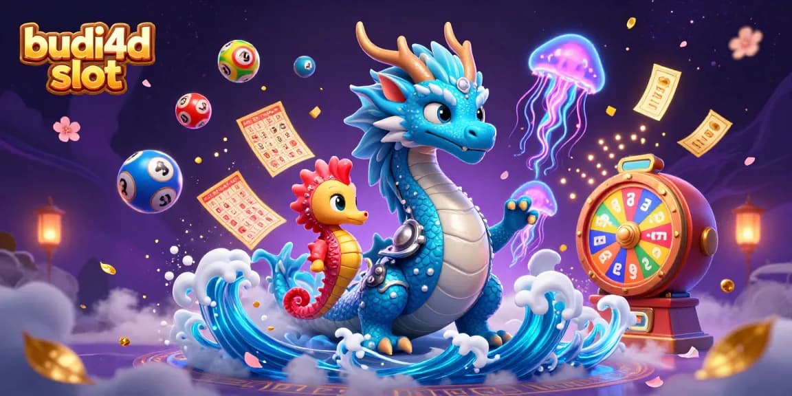 Engage in exciting budi4d slot adventures with a majestic dragon and seahorse knight in a vibrant, dynamic casino scene.