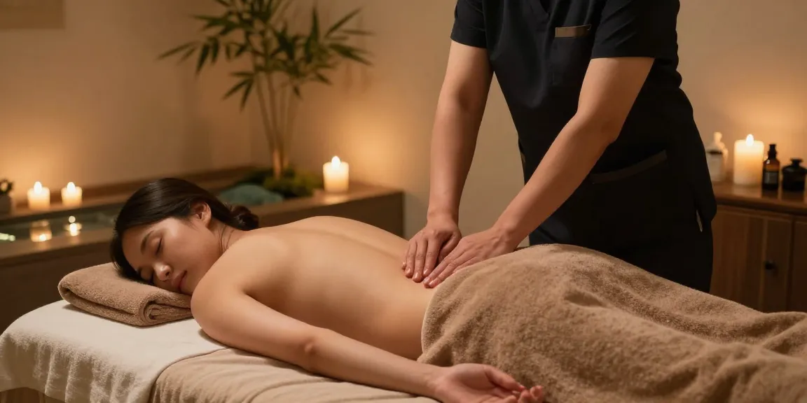 Relaxing massage therapy environment showcasing 마포출장안마 with therapist and calming elements.