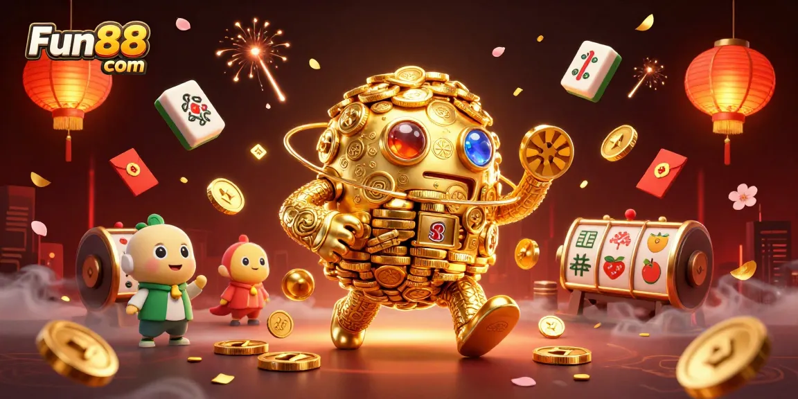Engage with Fun88 com’s exciting 3D casino adventure featuring vibrant symbols and golden golems.