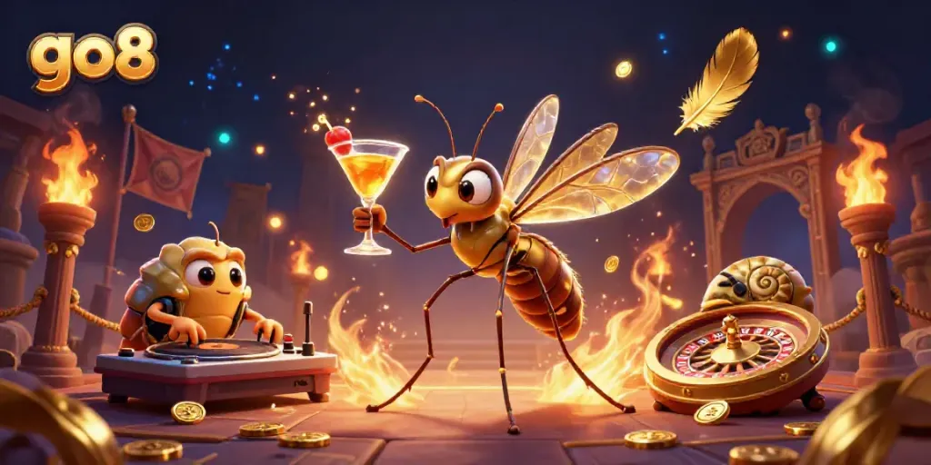 Experience the excitement of go8 as the animated characters invite you to explore thrilling casino adventures.