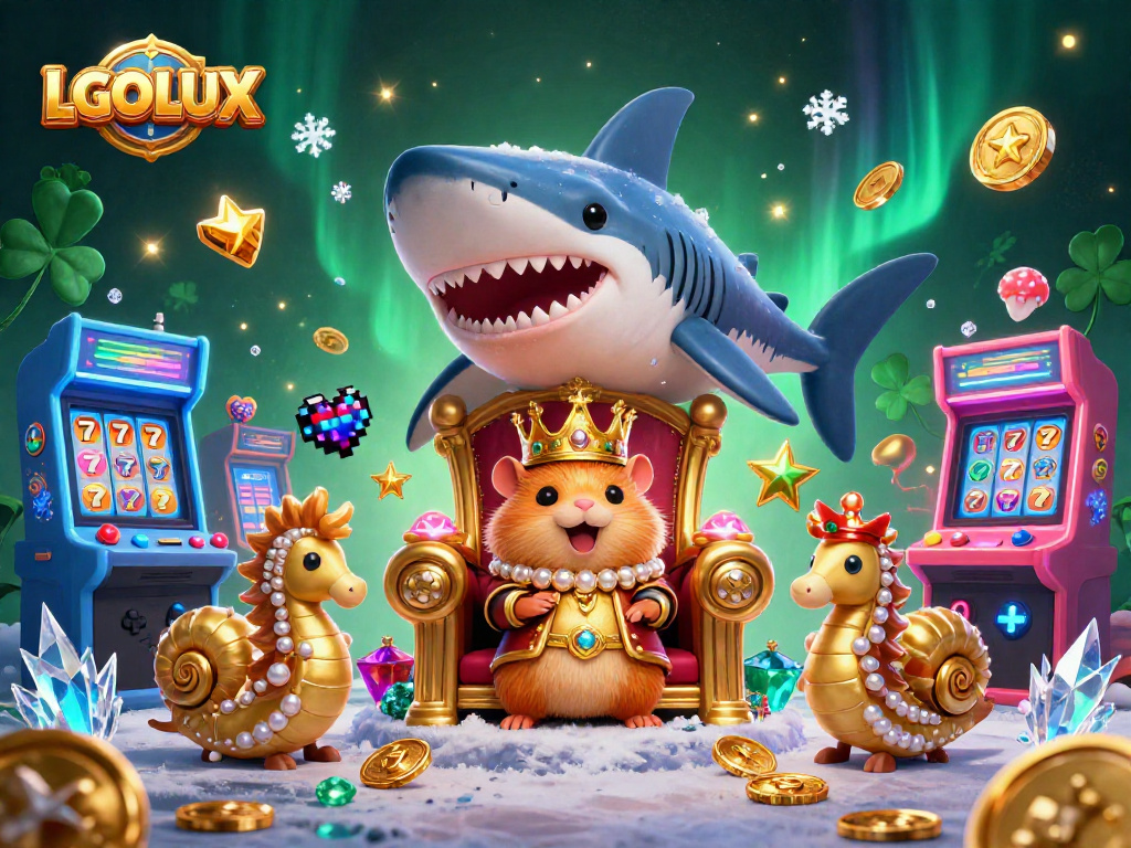 Bet on big wins with LGOLUX, showcasing a vibrant 3D casino world with a hamster king.