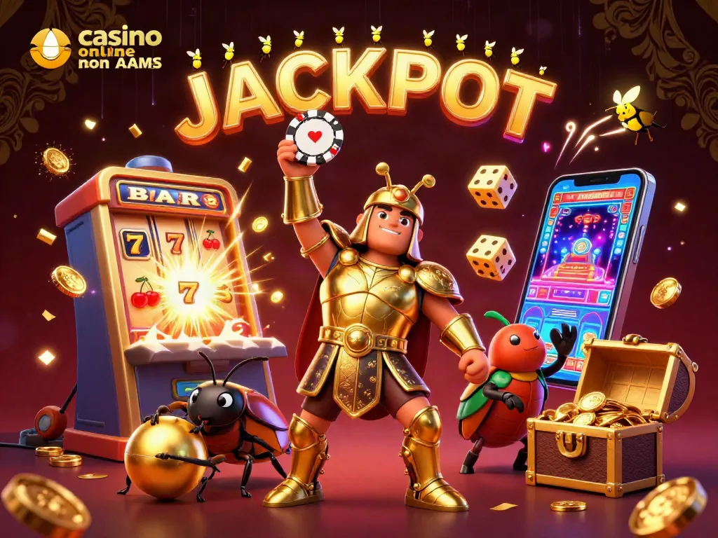 Gioca nei migliori casino online non AAMS con slot e jackpot esplosivi in un ambiente di festa.