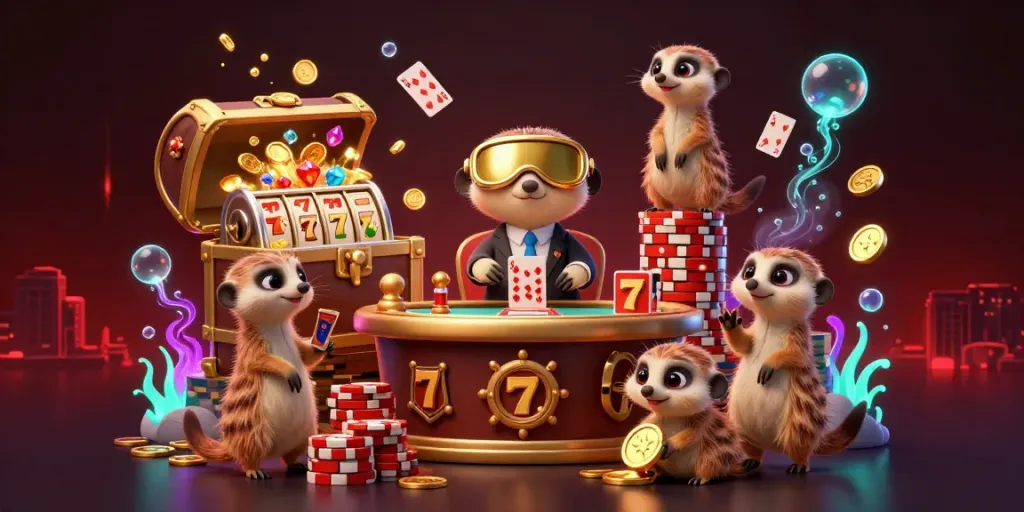 Catch the action as meerkats engage in gambling excitement at Hitclub casino.