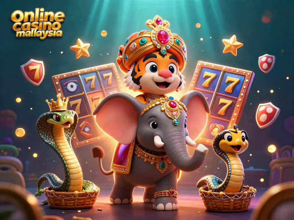 Experience thrilling gameplay at an online casino Malaysia, featuring vibrant slot reels and a dynamic casino atmosphere.