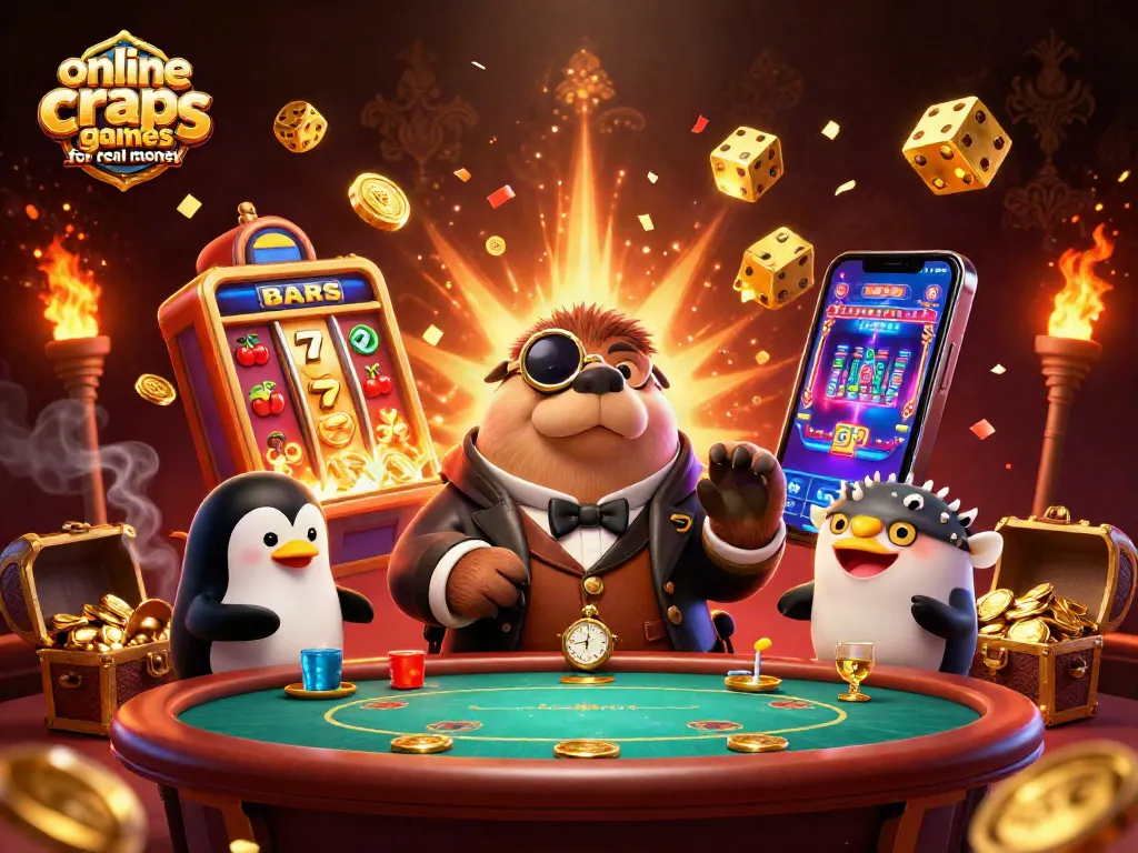 Engage in online craps games for real money with vibrant graphics and immersive casino elements.