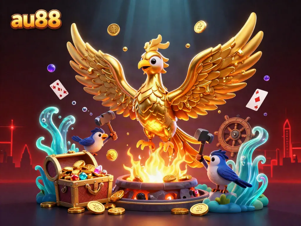 Experience thrilling gameplay at au88 with a molten golden phoenix and dynamic casino elements.