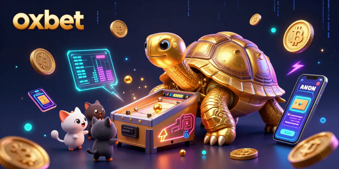 Engage with oxbet’s vibrant 3D gaming experience featuring crypto elements and a playful tortoise.
