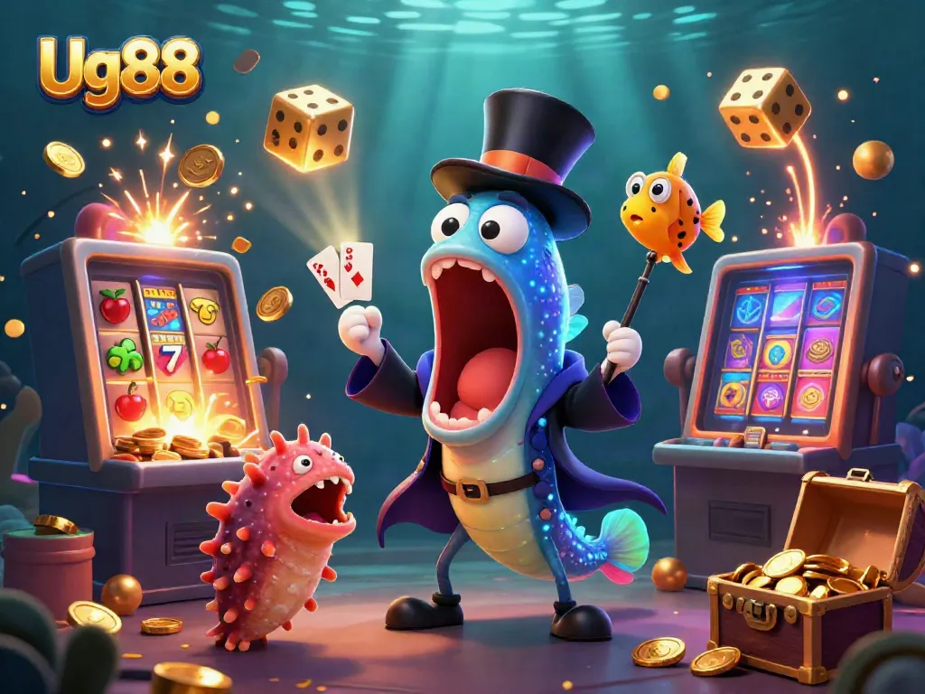 Experience Ug88's vibrant casino scene with colorful games and charismatic oceanic characters.