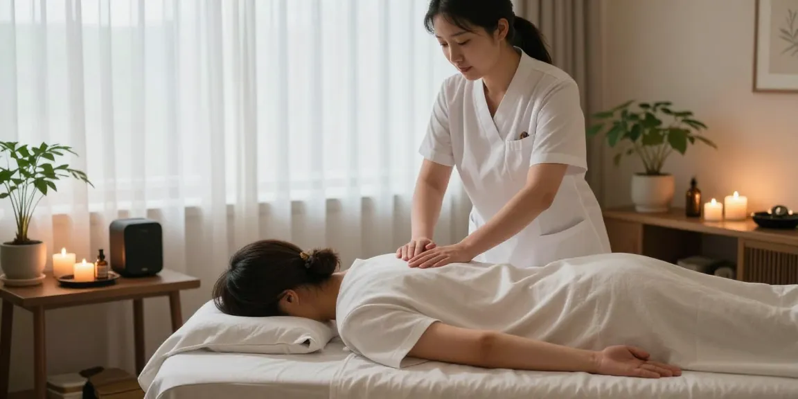 신촌출장마사지 session with a therapist providing a relaxing massage in a serene studio.