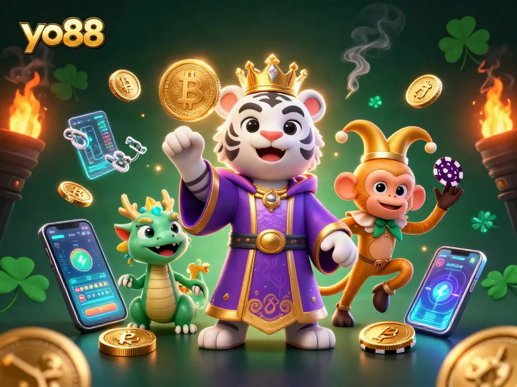 Engage with yo88 in an exciting casino scene featuring characters and dynamic game elements.