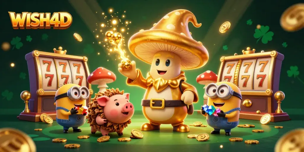 Experience the magic of WISH4D as the golden wizard casts a winning spell among casino treasures.