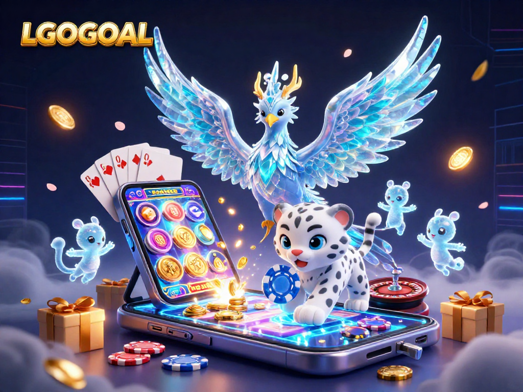 Engage with LGOGOAL's thrilling casino experience featuring an enchanting ice phoenix and vibrant gameplay elements.