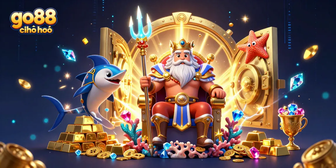 Experience the thrilling gaming world at go88 chính chủ with an energetic casino illustration filled with treasure.