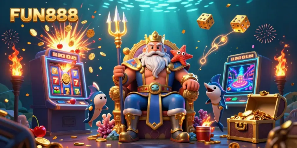 Experience the thrilling world of FUN888 with Neptune and winning slots bursting with gold.