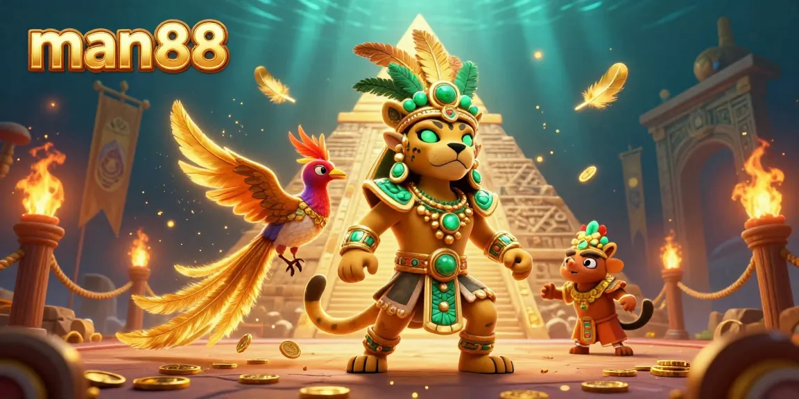 Engage with man88's immersive casino atmosphere featuring a vibrant Mayan scene.
