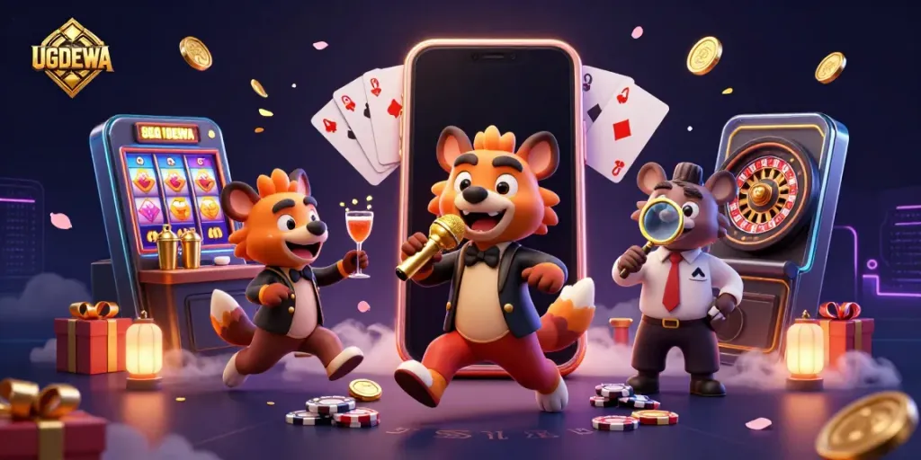 Experience UGDEWA's lively gambling scene with hyenas bringing comedy and fun to the casino.