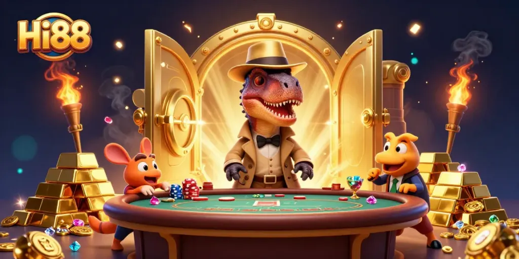 Hi88 velociraptor card counter stealthily attempts to win at blackjack amid suspicious casino dynamics.