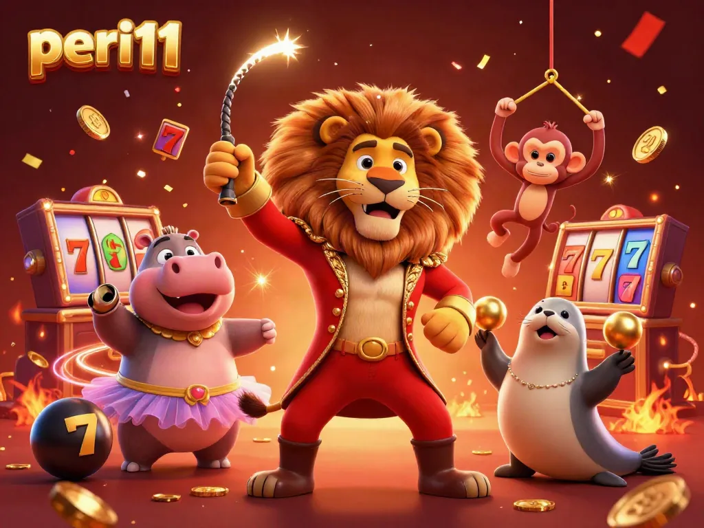 Experience the excitement of peri11 with this vibrant 3D casino scene showcasing characters and slot elements.
