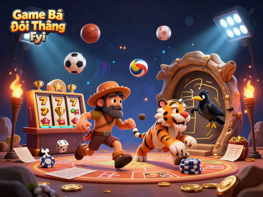 Experience the thrill of Game Bài Đổi Thưởng Fyi with this vibrant casino illustration showcasing dynamic gaming elements.