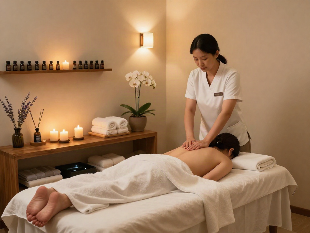 Professional 성남출장안마 treatment in a calming spa environment with soothing ambiance and essential oils.