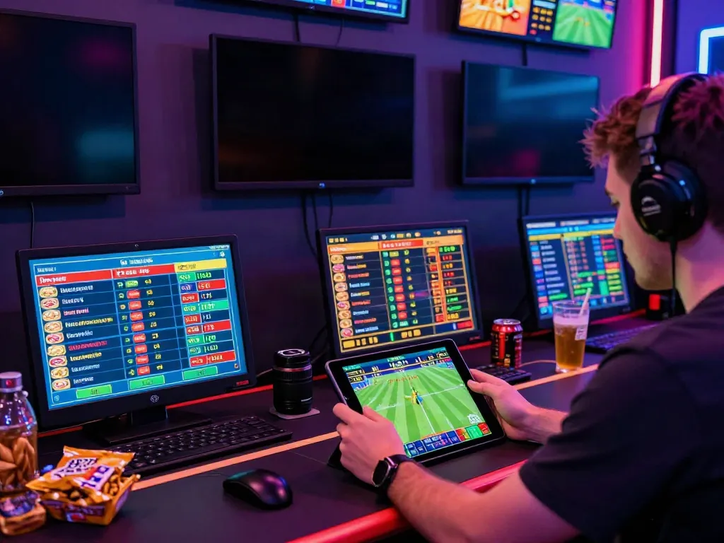 Exciting online gambling scene with player using red88 platform