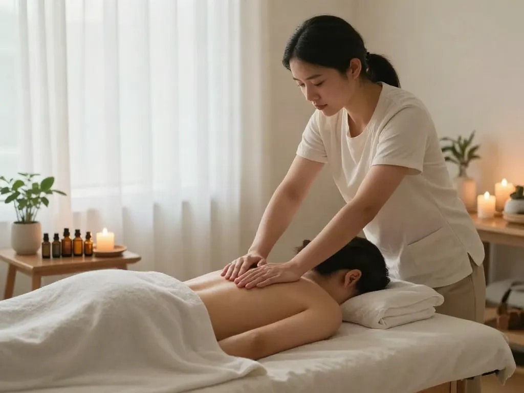 Experience tranquility with 양천구출장안마 in a serene home massage setting.