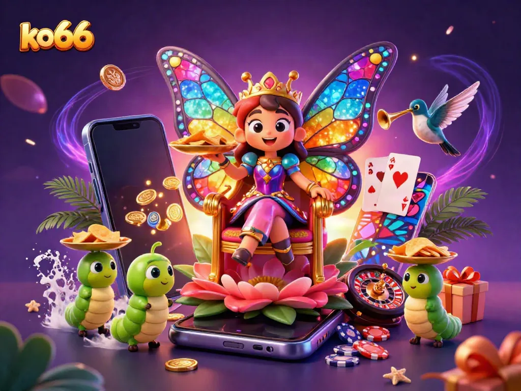 Play exciting slot games on ko66 with vibrant casino-themed characters and elements.
