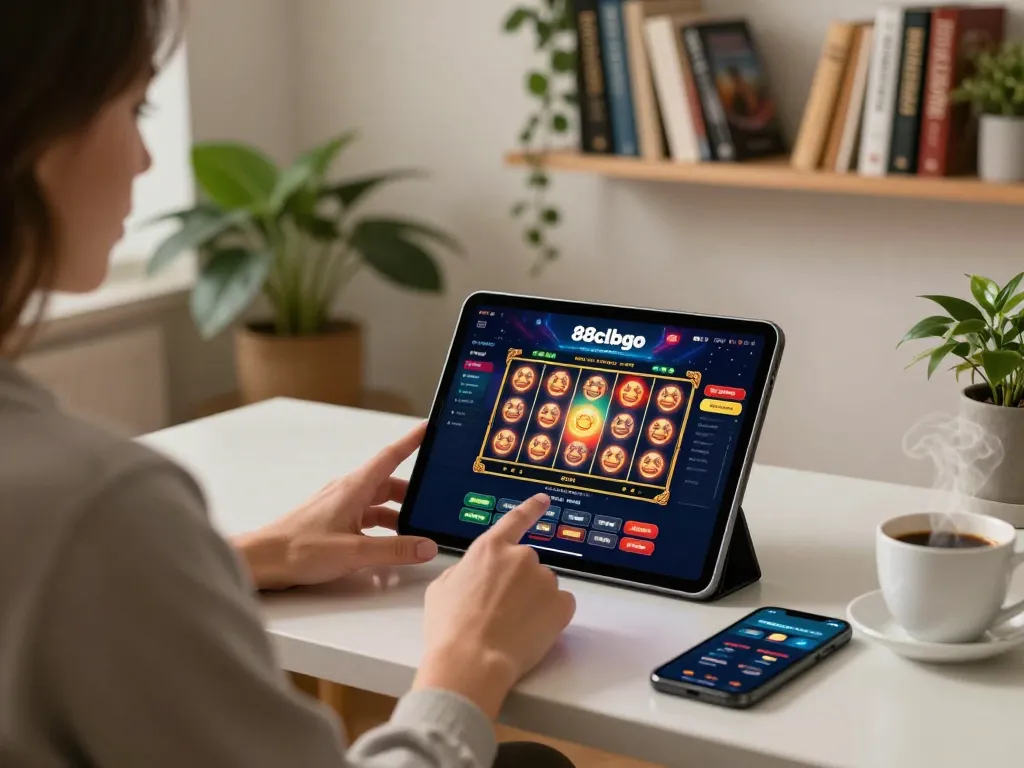 Player using 88clbgo's mobile casino app to place bets on slot games.