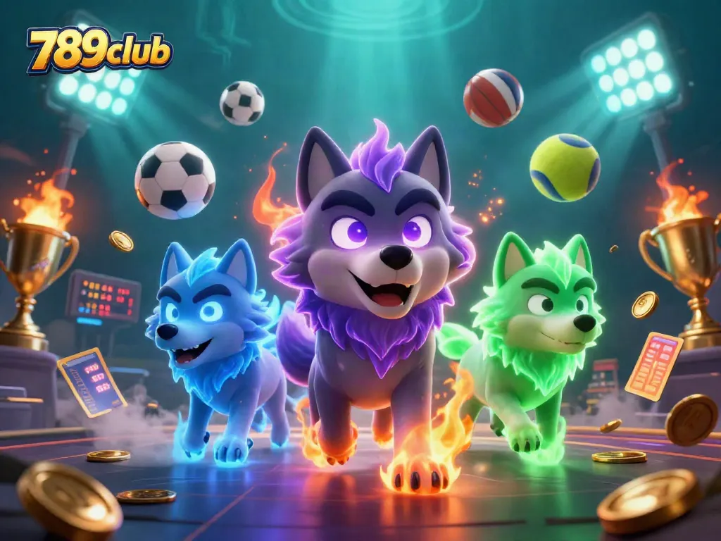 Experience thrilling gameplay at 789club with a dynamic 3D gaming scene featuring exciting sports elements.