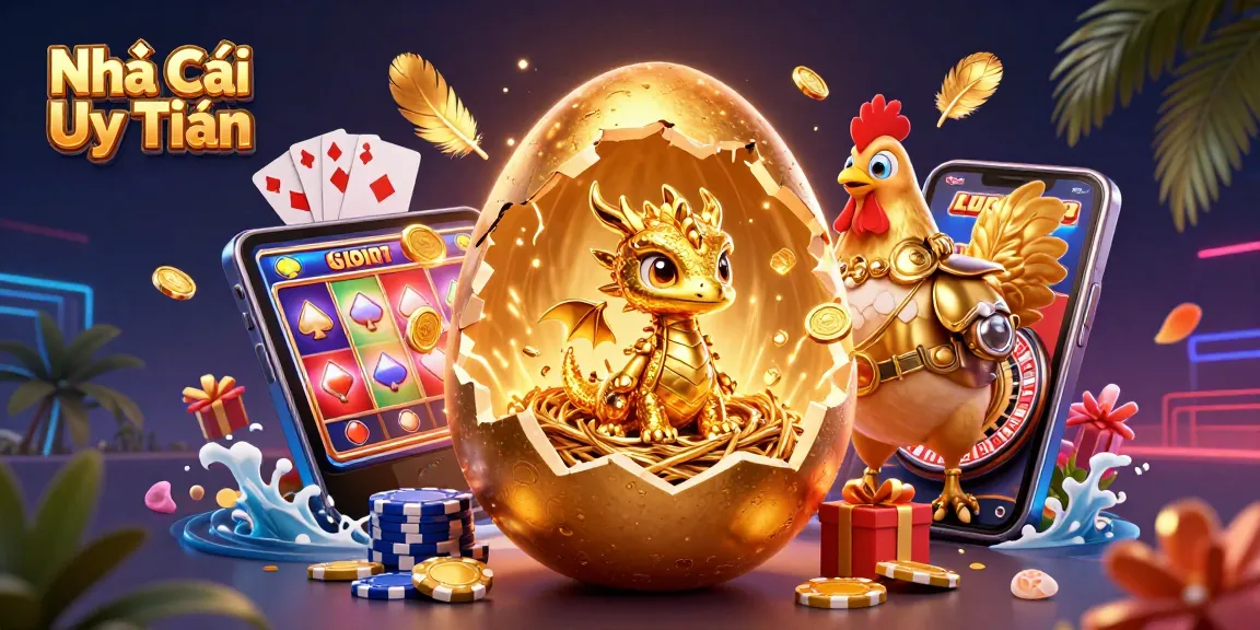 Experience the thrill of Nhà Cái Uy Tín with a golden dragon and exciting gaming elements.